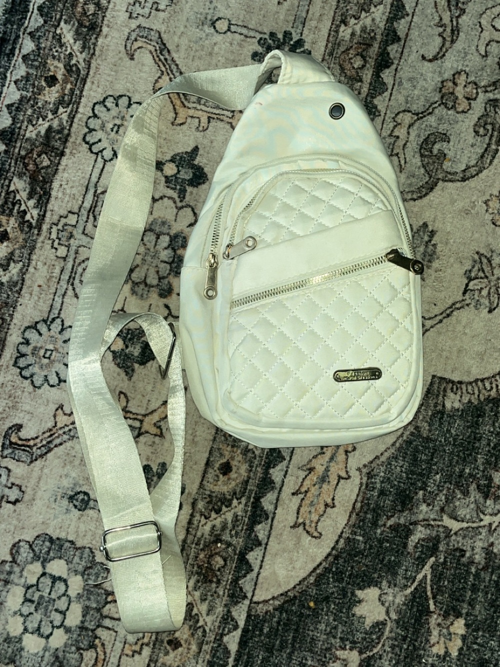 White Quilted Crossbody Sling Bag - Unknown Brand
